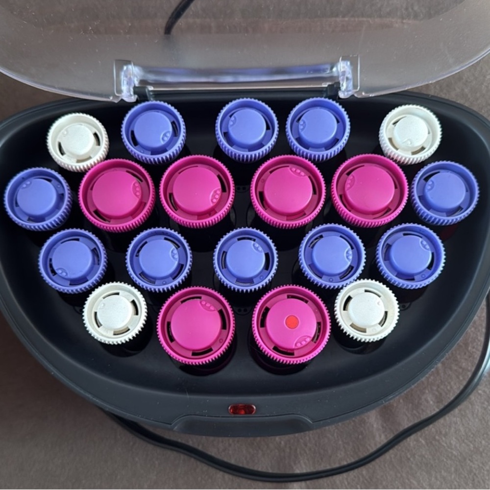Colorful Hair Rollers Set in Pink, Purple, and White
